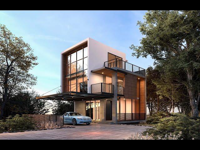 SketchUp VRay 6 EXTERIOR  #40 Villa  (SketchUp Modelling from scratch)