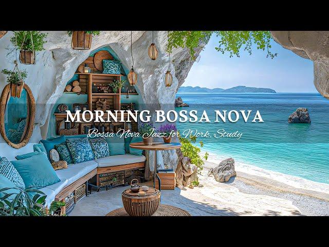 Happy Morning Bossa Nova ~ Jazz Music & Calming Ocean Waves at Seaside Ambience for Energy The Day