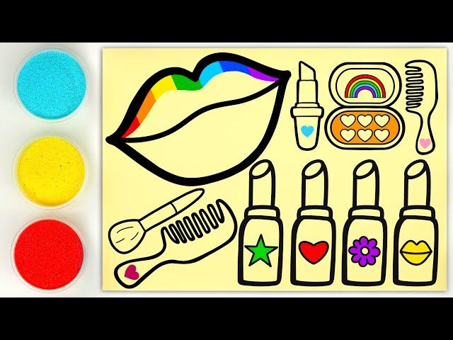 Lips Rainbow Make Up Set | Drawing, Sand Painting & Coloring for Kids, Toddlers | Draw With Me