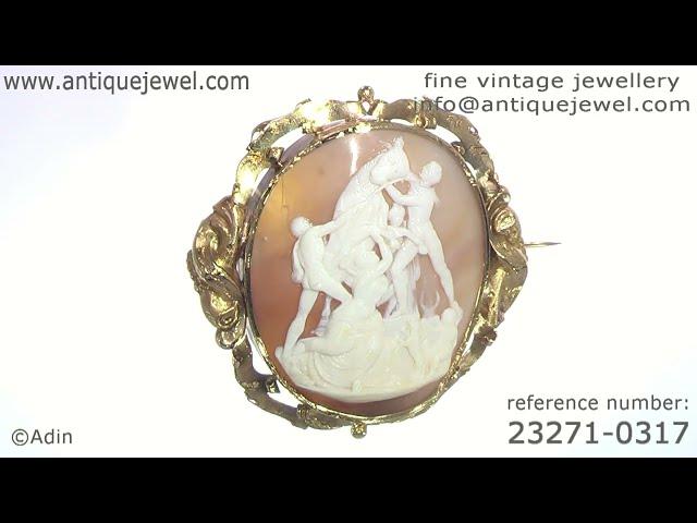 Vintage antique cameo brooch in gold mounting "The Farnese Bull". (Adin Nº 23271-0317)