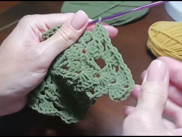 Квадратный мотив#1.Часть 3-итог. Крючок, хендмейд.Crochet Square Motif Tutorial Beginners #knitting