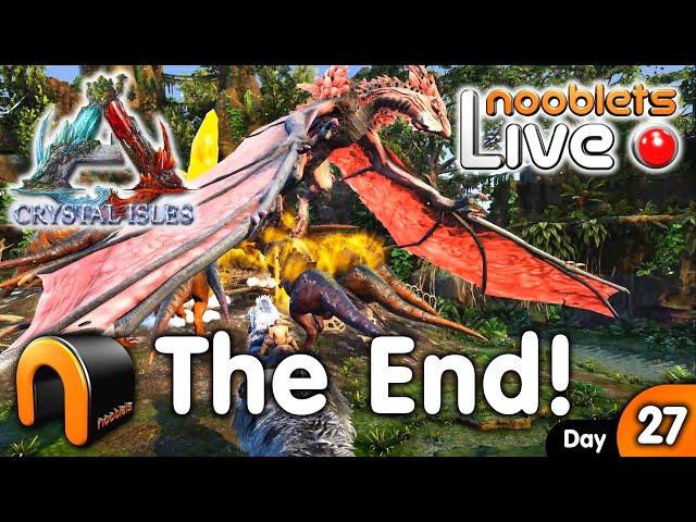 ARK Crystal Isles ALPHA BOSS FIGHT LIVE & THE END! Live Day 27! #crystalisles