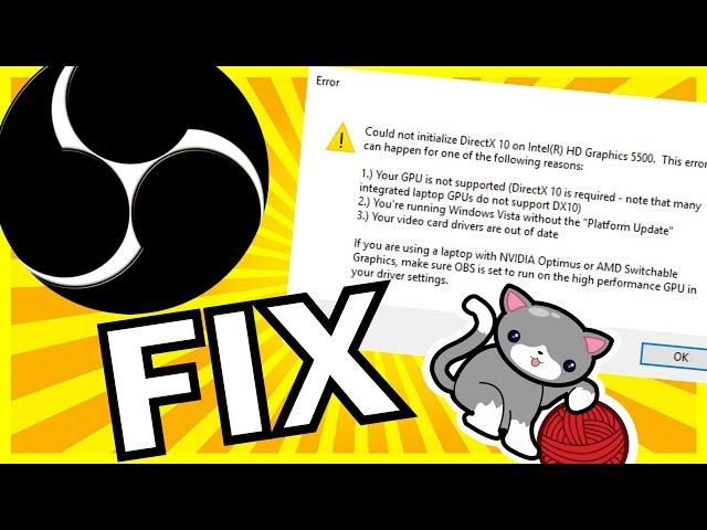 FIX DIRECTX 10 ERROR "Could Not Initialize DIRECTX 10" -OBS Working 100% (2020)