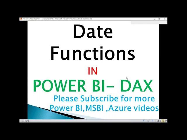 Power BI Tutorials | Date Functions in Power BI | DAX Date functions