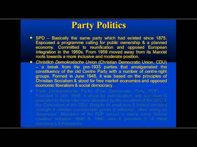 FRG 1949 - 1963 Politics and Constitution