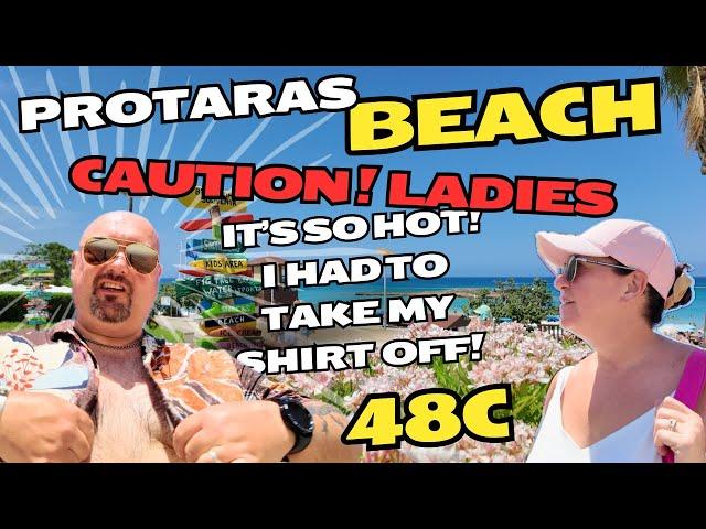 Protaras in Cyprus mobility friendly? walk along the front with us - I BARE MY BREASTS! 48 DEGREES!