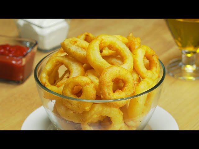 Battered Onion Rings. Recipe from Always Tasty.