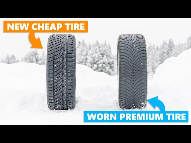 Can a New Budget Tire Beat a Worn Premium Tire in the Dry, Wet and Snow?