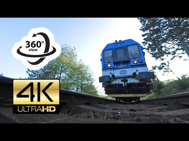 360° camera under local train at station (4K) Virtual Reality