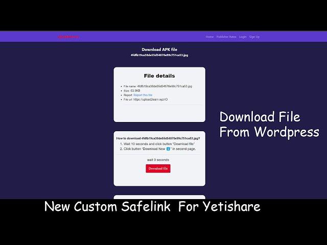 New Custom Safelink For Yetishare with Wordpress File Download