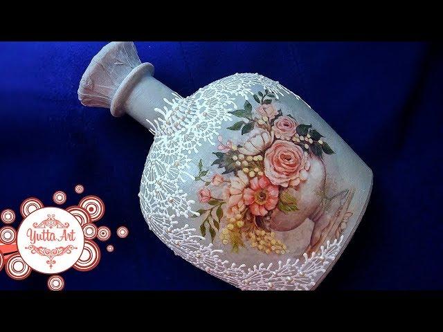 Bottle decoration. Lacy painting. How to make decoupage? Learning Together