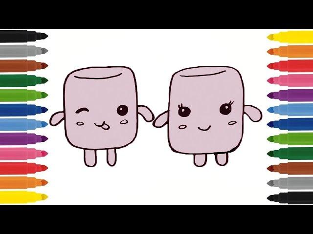 Как нарисовать маршмэллоу / Рисуем милый маршмэллоу / How To Draw A Marshmallow Cute & Easy