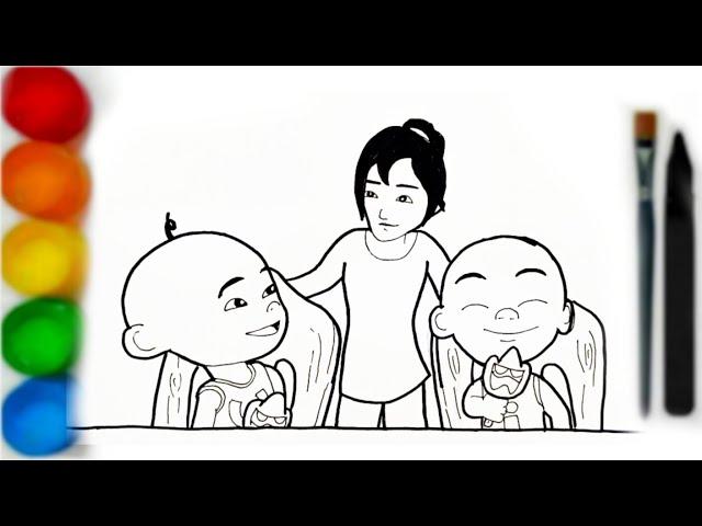 MENGGAMBAR UPIN DAN IPIN TRAKTIR KAK ROS | UPIN IPIN TERBARU 2024 #upinipin #drawing