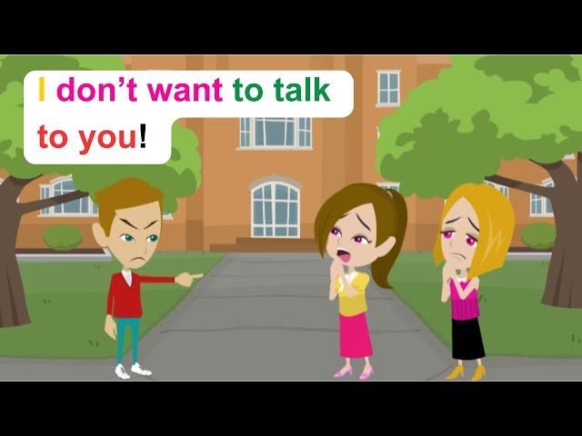 Andy doesn't want to talk to Ella - Funny English Animated Story - Ella English