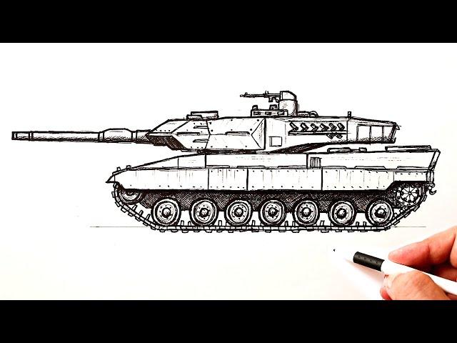 How to draw a tank Leopard