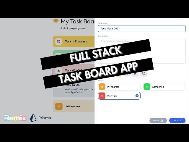  Build a Full-Stack Task Management App from Scratch with Remix & Prisma | WebDevYT 