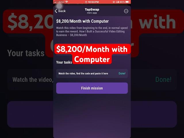 $8,200/Month with Computer | Tapswap code || tapswap code $8,200/Month with Computer #tapswap#crypto