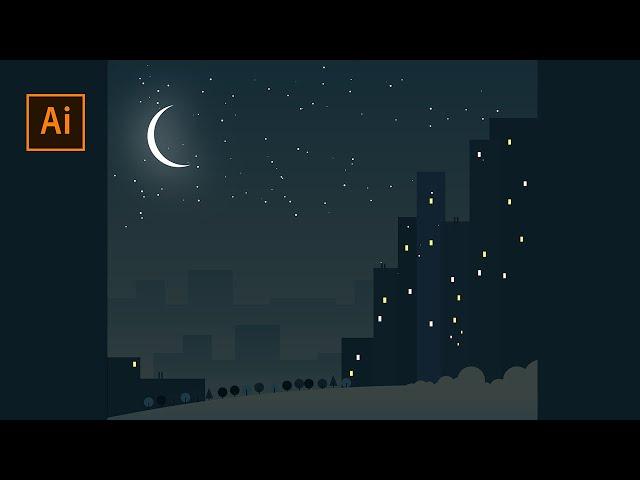 City Lights Artwork - Adobe Illustrator Tutorial