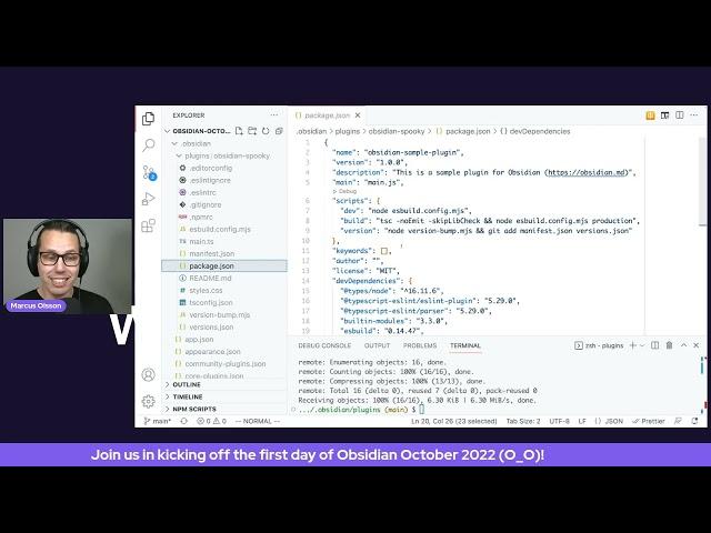 Let's Build a Plugin For Obsidian October with Marcus Olsson
