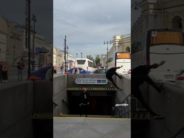 Parkour fail. Almost knocked down a man.