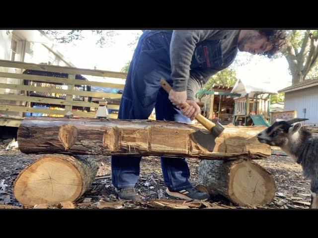 How to layout a log for hewing, and the Gransfors Bruk 1900 Broad Axe