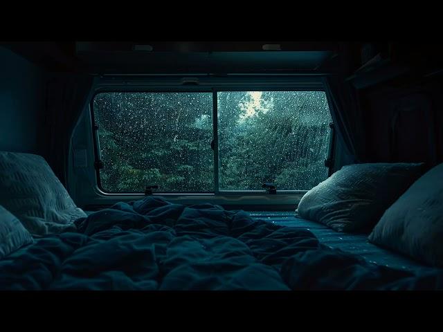 100 % Instantly Fall Asleep With Rain Sound outside the window car At Night