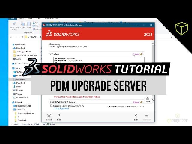 SOLIDWORKS PDM Tutorial - Upgrade Server