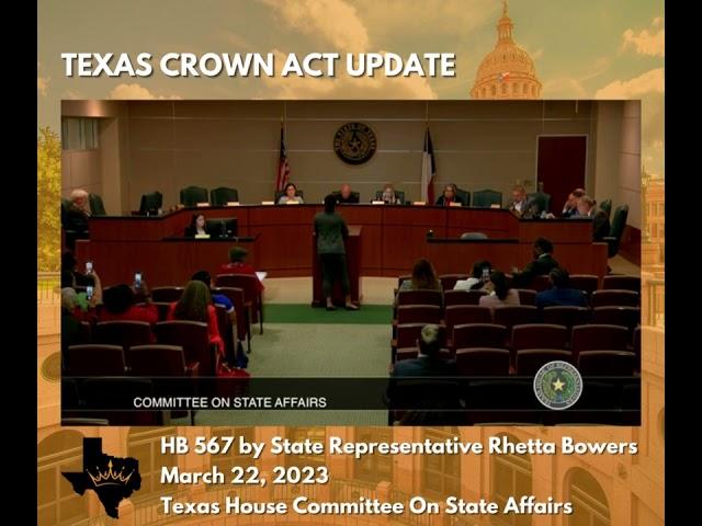 Texas CROWN Act HB 567 testimony by Haley Taylor Schlitz