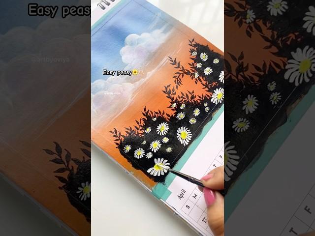 Easy way to paint daisies #shorts #daisy #acrylicpainting #canvaspainting #minicanvas #asmr