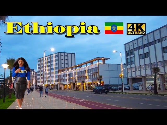 ለማመን የሚከብድ ውበት ከ4ኪሎ ፒያሳ ማምሻው ላይ| Addis Ababa Walking Tour  [4K] Tourist attractiveness