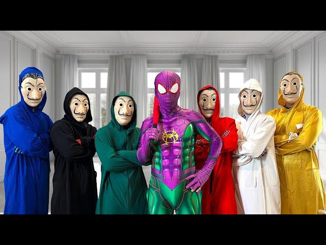 SUPERHERO's Story || PRO PURPLE SPIDER-MAN vs BADGUY MYSTERY COLOR TEAM ( Dark Movie 16+ )