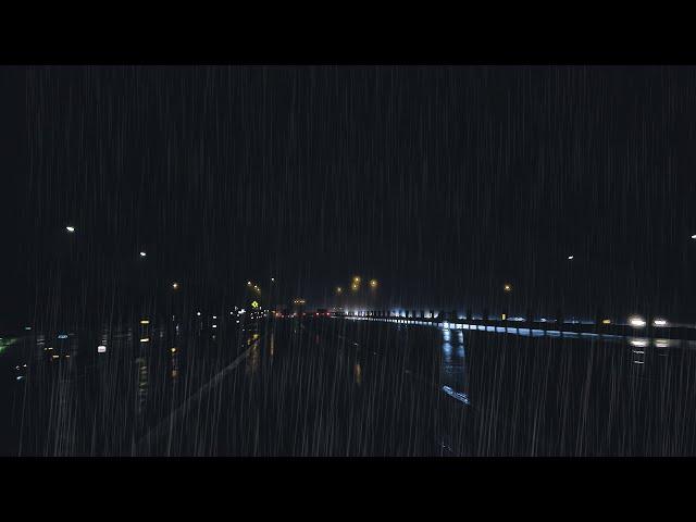 ️Heavy Rain Highway in Darkness  for Sleep, Work, Study