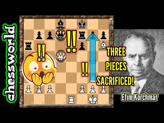 THE MOST DEADLY SACRIFICES!!  THREE PIECES||KORCHMAR VS POLYAK 1937|| BEAUTIFUL CHESS TACTICS