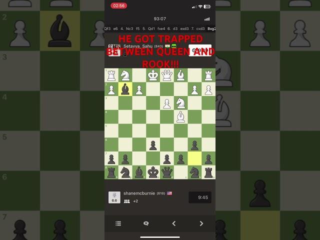 HE GOT TRAPPED BETWEEN QUEEN AND ROOK!!! #chess #chessopenings #gothamchess #chessnerd #chessclasses