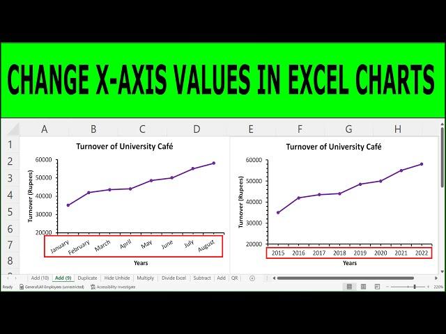 How to Change Horizontal Axis Values in Excel Charts