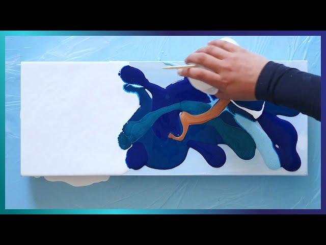 OCEAN  Acrylic Pour Blowdryer Technique | How to make a Fluid Ocean painting