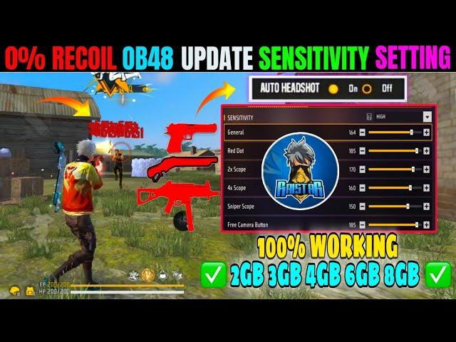 All Gun Headshot Sensitivity Setting After New OB48 Update | Free Fire Max Auto Headshot Sensitivity