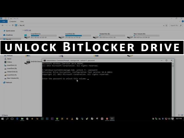 Unlock BitLocker Drive From Command Prompt Without Recovery Key