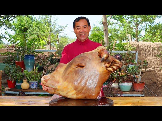 A WHOLE COW HEAD！Smoked and Simmered Overnight in a Pressure Cooker! | Uncle Rural Gourmet