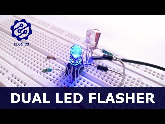 Dual Flashing LED Circuit using 555 timer on breadboard - Basic electronics Projects