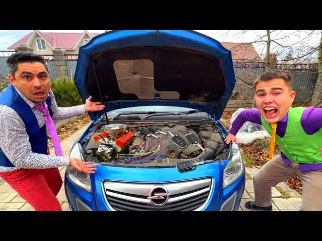 Mr. Joe Broke Hood of Car VS Mr. Joker on Opel Kids Video