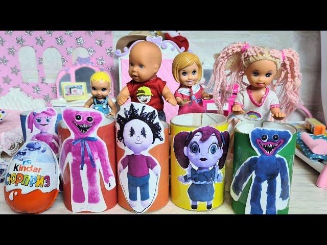 HAGI VAGI FAMILY HID ALL THE KINDER SURPRISES) challenge Katya and Max funny family funny dolls