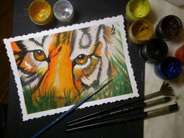 Рисуем тигра(гуашь)Draw a tiger