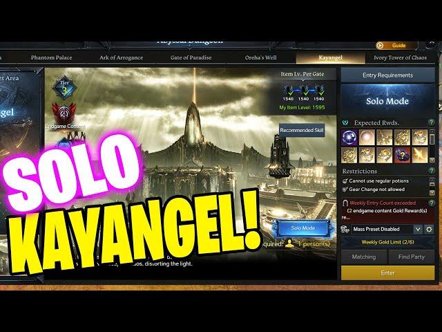 Solo Kayangel Raid Full RUN G1-G3 - [Solo Mode Lost Ark] - Slayer 1595