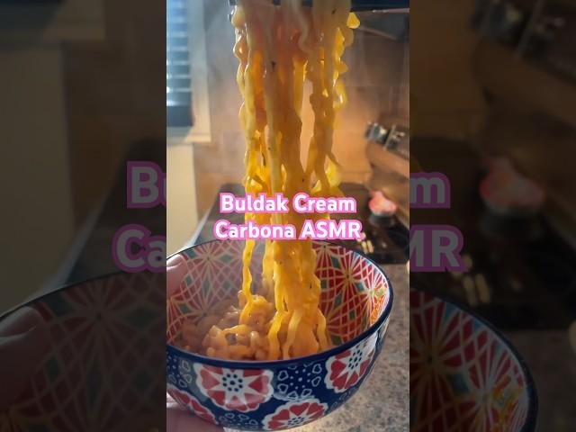 Making and eating Buldak Cream Carbonara #asmr #ramen #shorts