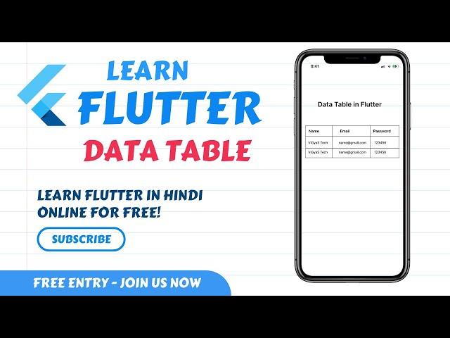 Flutter || Flutter Tutorial || Data Table in Flutter || flutter Data Table widget