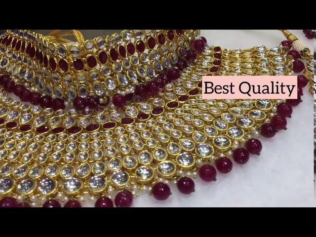 Triple Neck Piece Kundan Wedding Jewellery Set With Price | Marun Color Kundan Wedding Choker