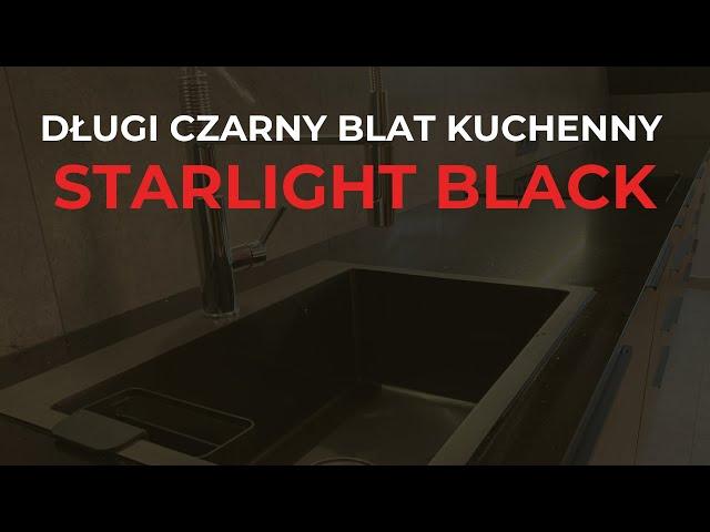 Długi czarny blat kuchenny (Starlight Black)