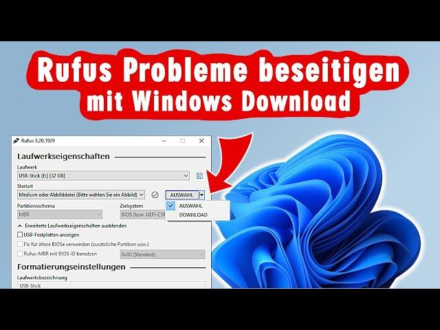 Windows 11 Rufus Probleme ISO Download - Error - Einstellungen anpassen Secure Boot + CPU