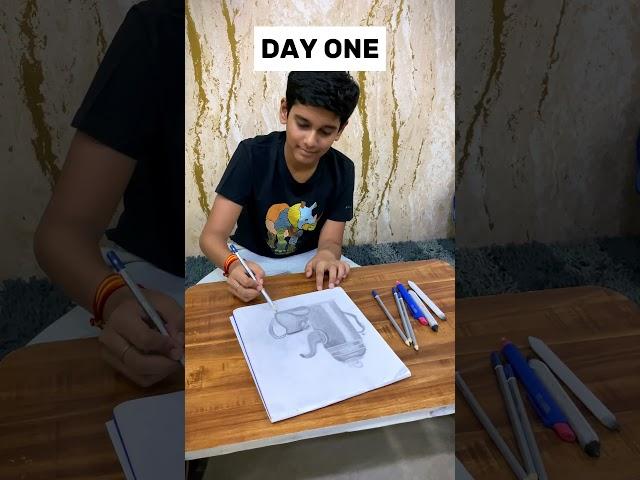 DAY ONE V/S ONE DAY  #shorts #artistshikhasharma #artwork #sketching